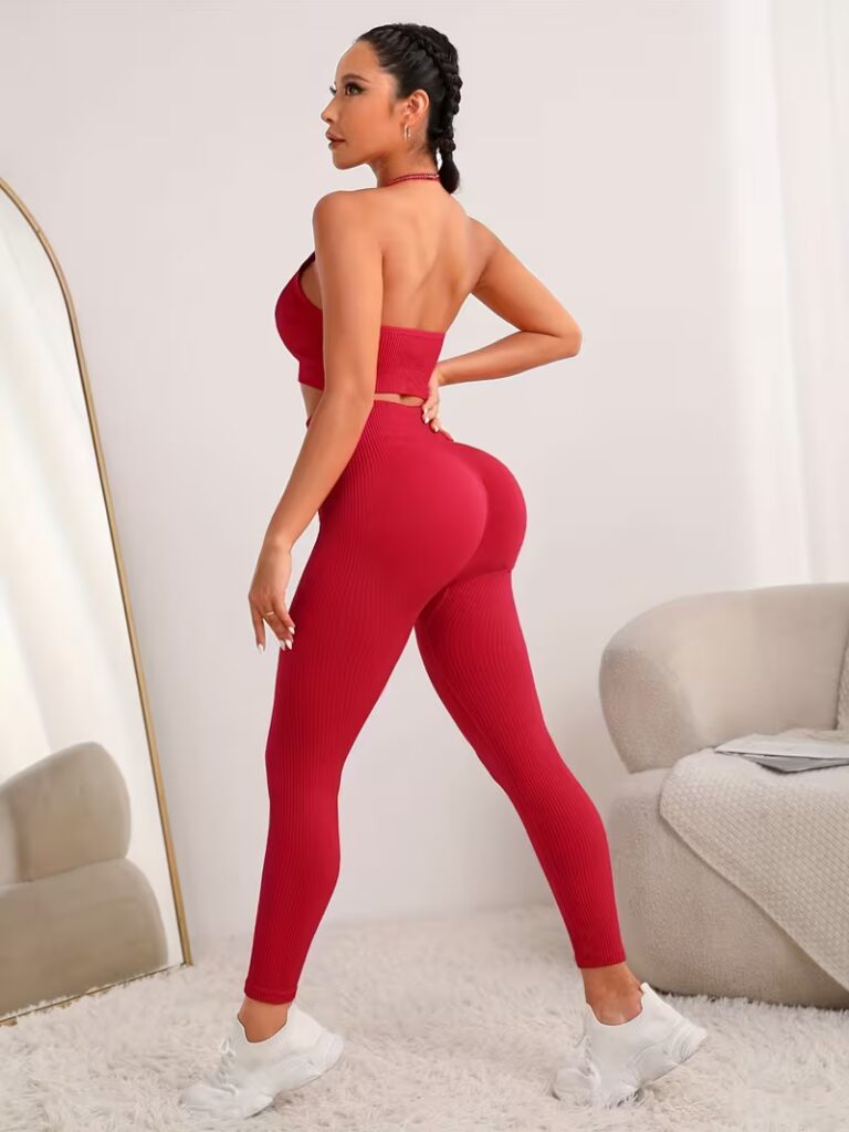 Completo sportivo donna 2 pezzi senza cuciture - Rosso