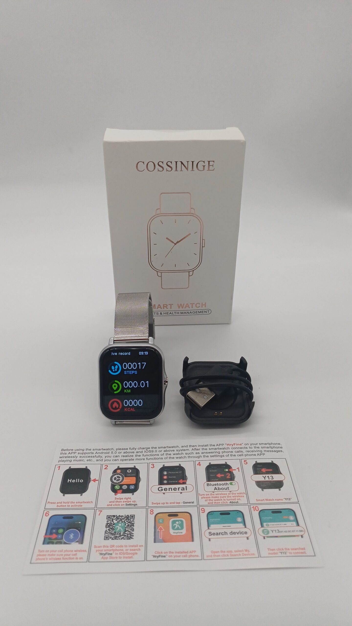 Smartwatch touchscreen cinturino maglia - Argento - immagine 3