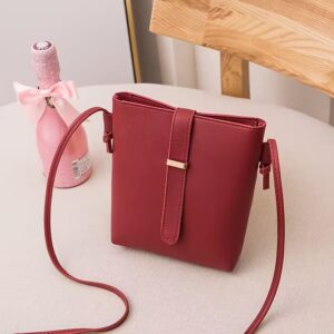 Borsa a secchiello con design a coulisse rosso