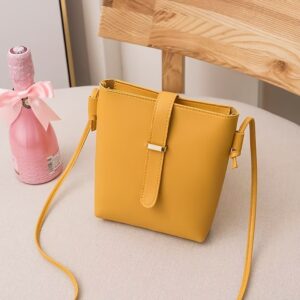 Borsa a secchiello con design a coulisse giallo senape