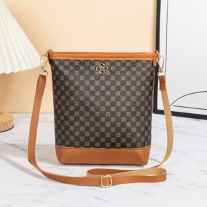 Borsa a secchiello stampa antracite Marrone
